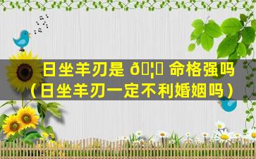 日坐羊刃是 🦍 命格强吗（日坐羊刃一定不利婚姻吗）
